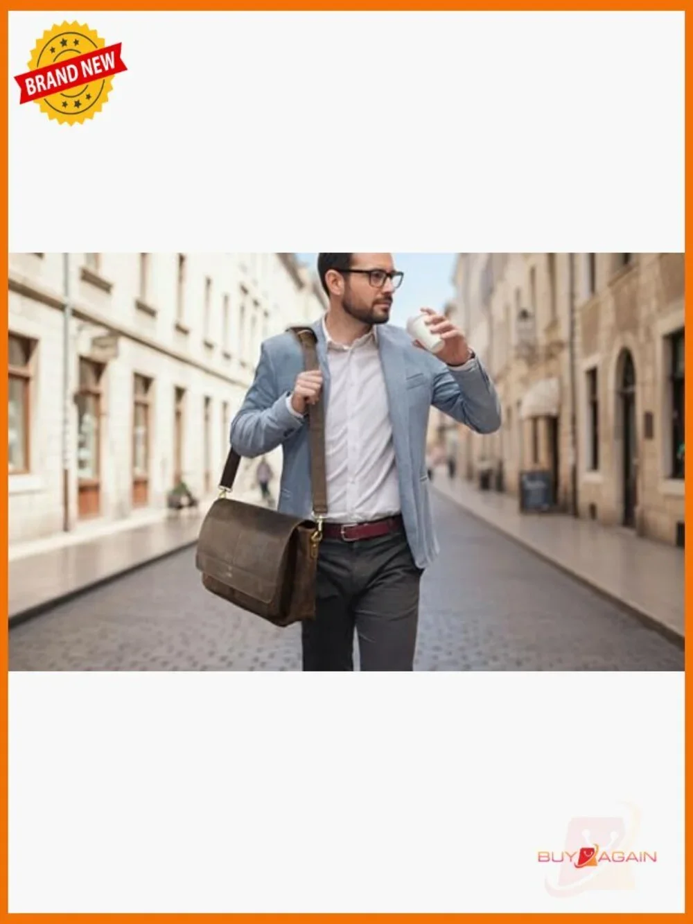 Genuine Leather Messenger Bag - Laptop Briefcase Crossbody for Work Travel